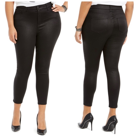 Celebrity Pink Denim - Celebrity Pink High Rise The Spice Shiny Black Skinny Jeans Plus Size 20